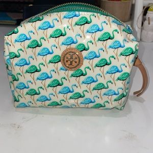 Tory Burch flamingo cosmetic bag